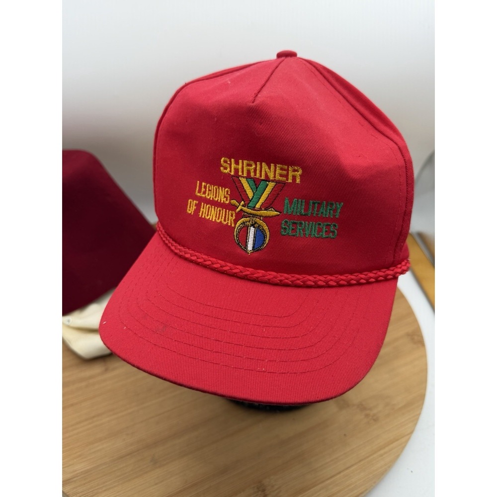 Vintage Shriners Legions Of‎ Honour Hat Red Rope Trucker Snapback Cap Military